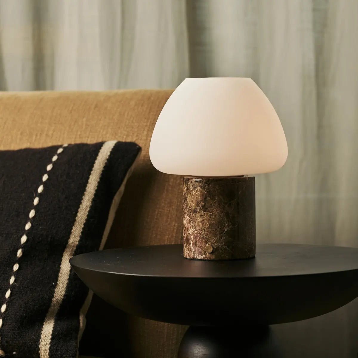 Ostade bruin / emperador donker - uniek marmeren oplaadbare tafellamp met 3 lichte kleuren en dimfunctie