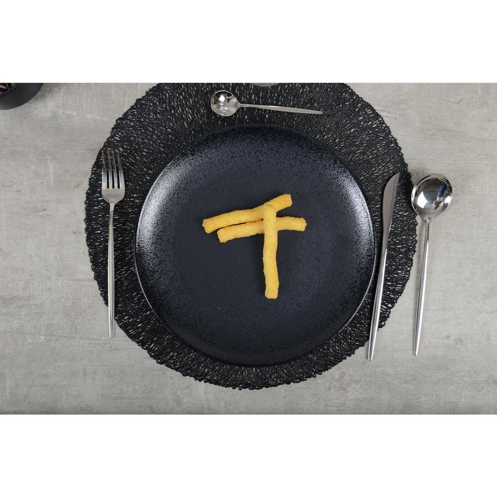 Zwart platte plaat met glans 27 cm