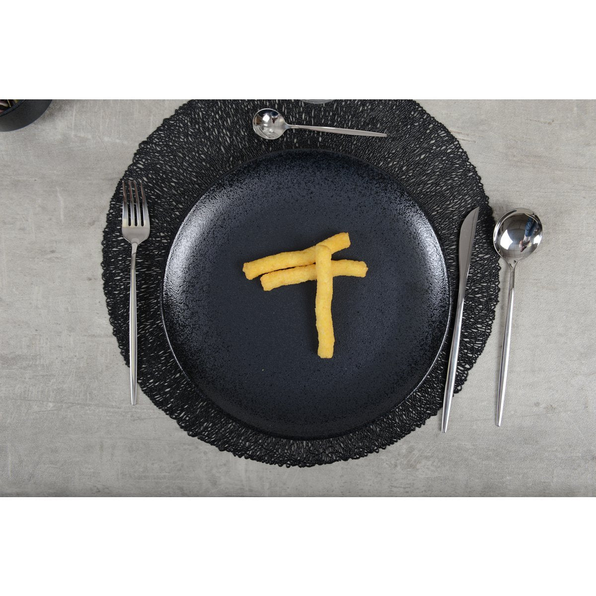 Zwart platte plaat met glans 27 cm