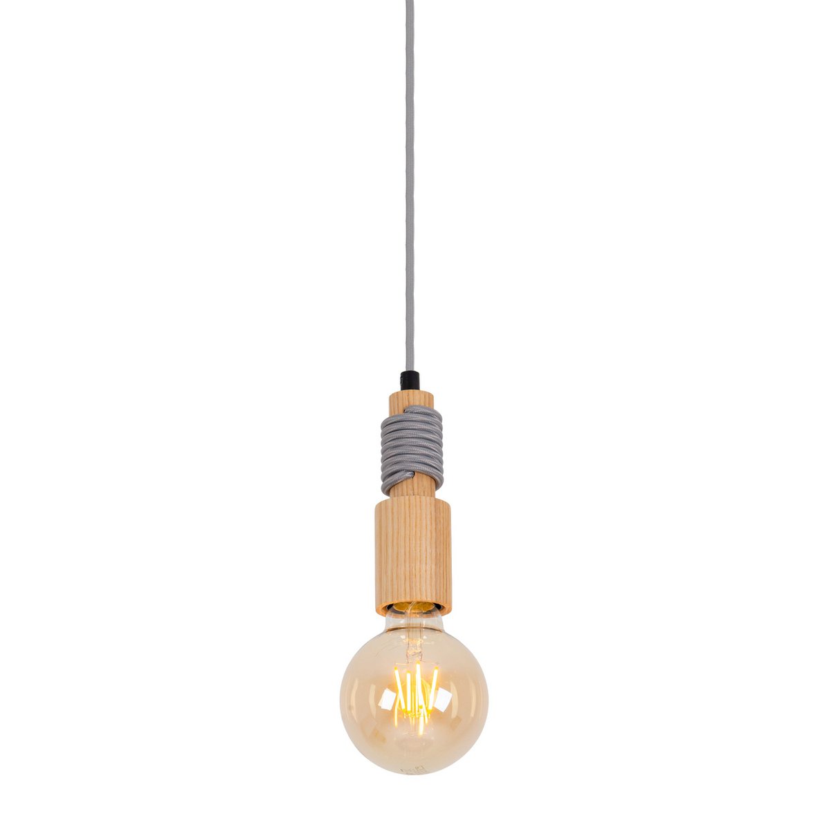 Liv · Houten plafondrosette met textielsnoer en LED