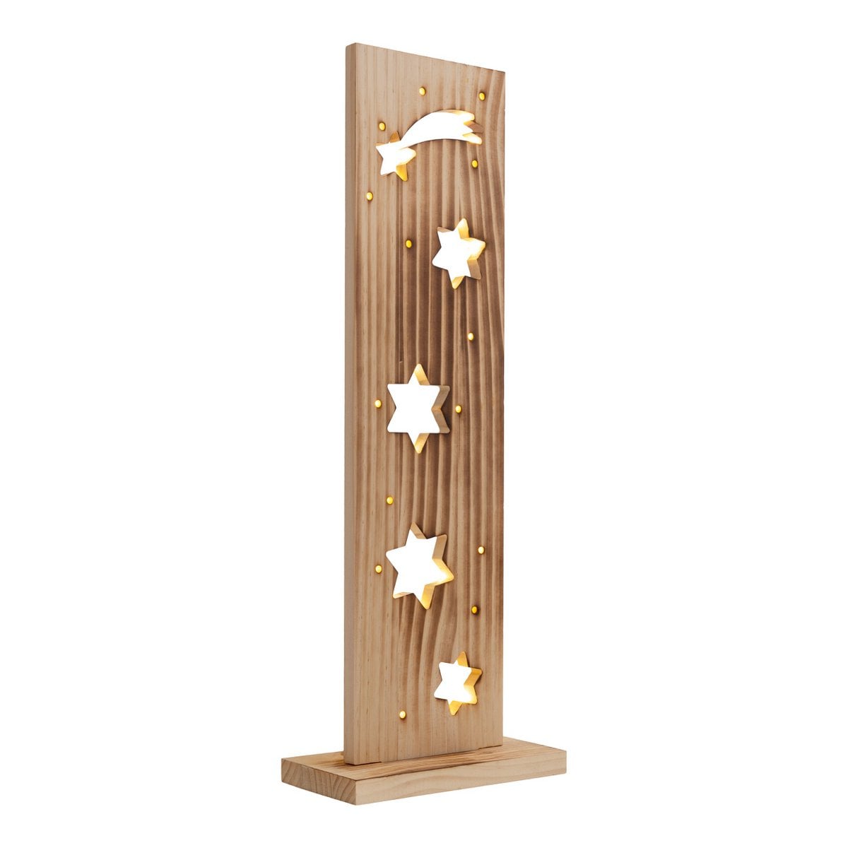 Led Wood Decolum "Stars", gemaakt van natuurlijk hout met vaste LED's, kerstdecoratie voor buiten