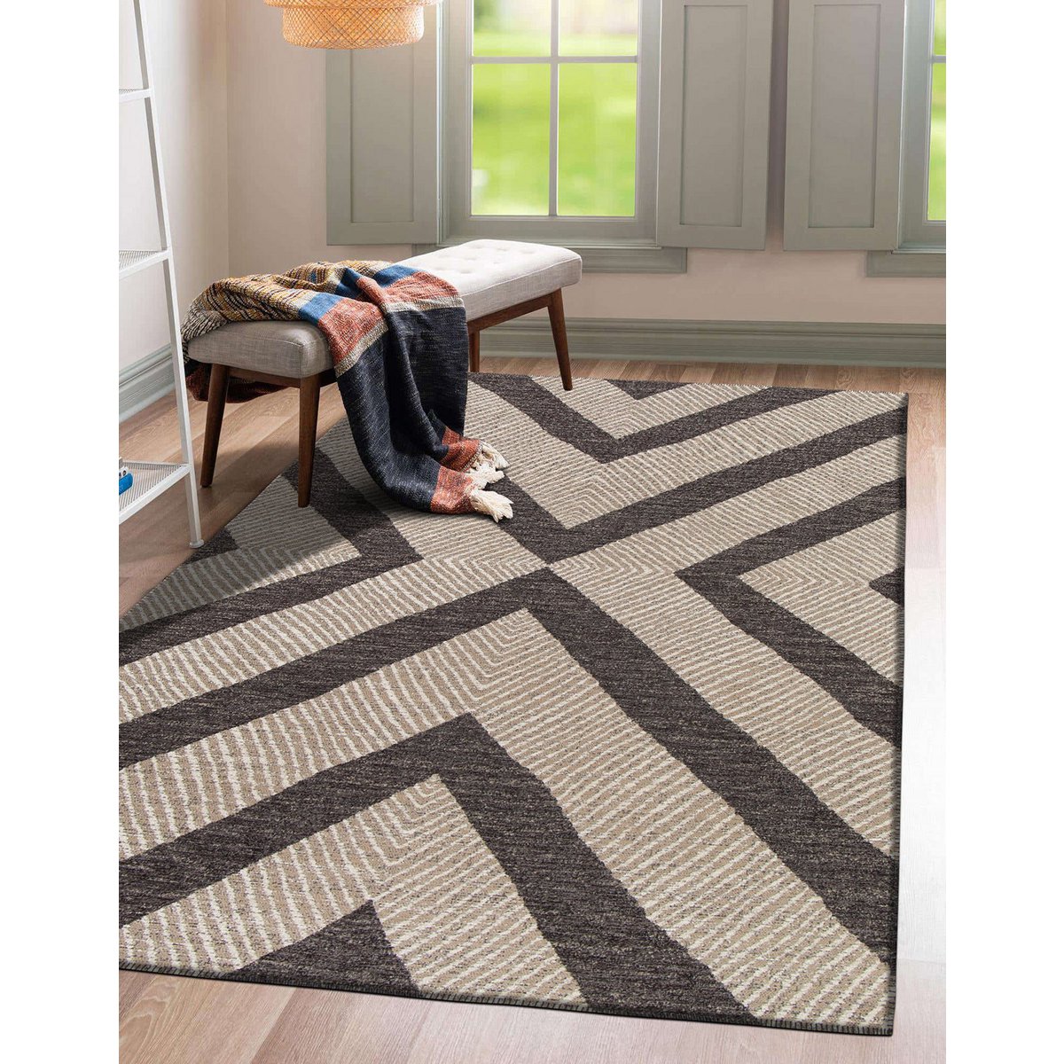 Goblin geweven tapijt in jute en gerecycled polyester basalt