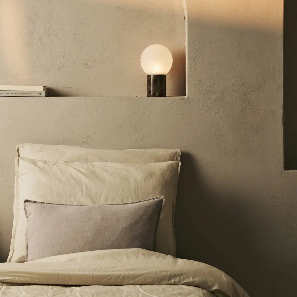 Metsu Brown / Emperador Dark - Classic Marmeren oplaadbare tafellamp met 3 lichte kleuren en dimfunctie