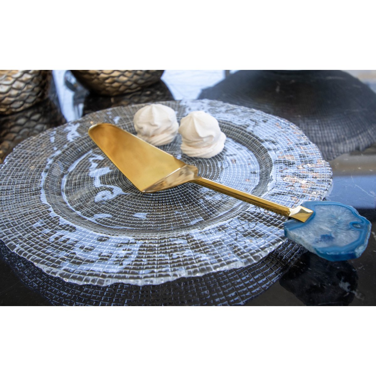 Gouden taart scheppierre agate bleue