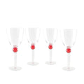 Wijnglazen met rode diamantvoet - veel van 4
