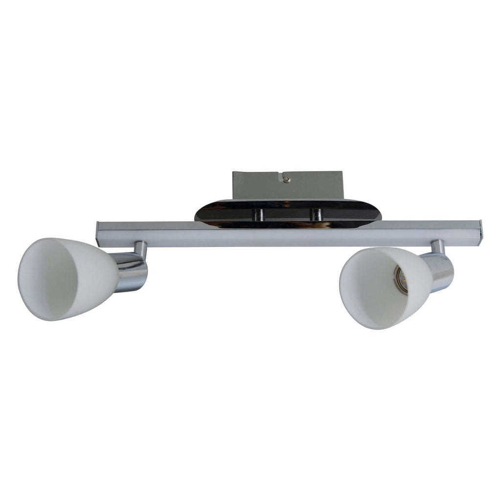 2-serie LED-plafondlicht "Ibiza" ongeveer 39 cm lang, chroomkleurig metaal, verzadigd, opaalkleurig glas, geïntegreerde LED's, warm wit