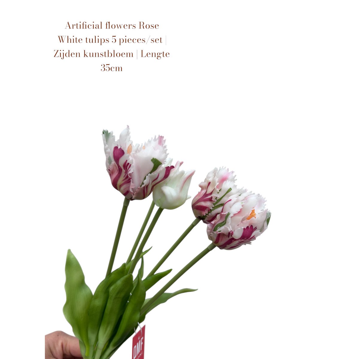 Artificial flowers Rose White tulips 5 pieces/set | Zijden kunstbloem | Lengte 35cm