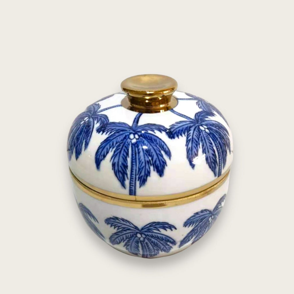 Porseleinen vaas met Delfts blauw en kokospalm (For Kitchen Home)