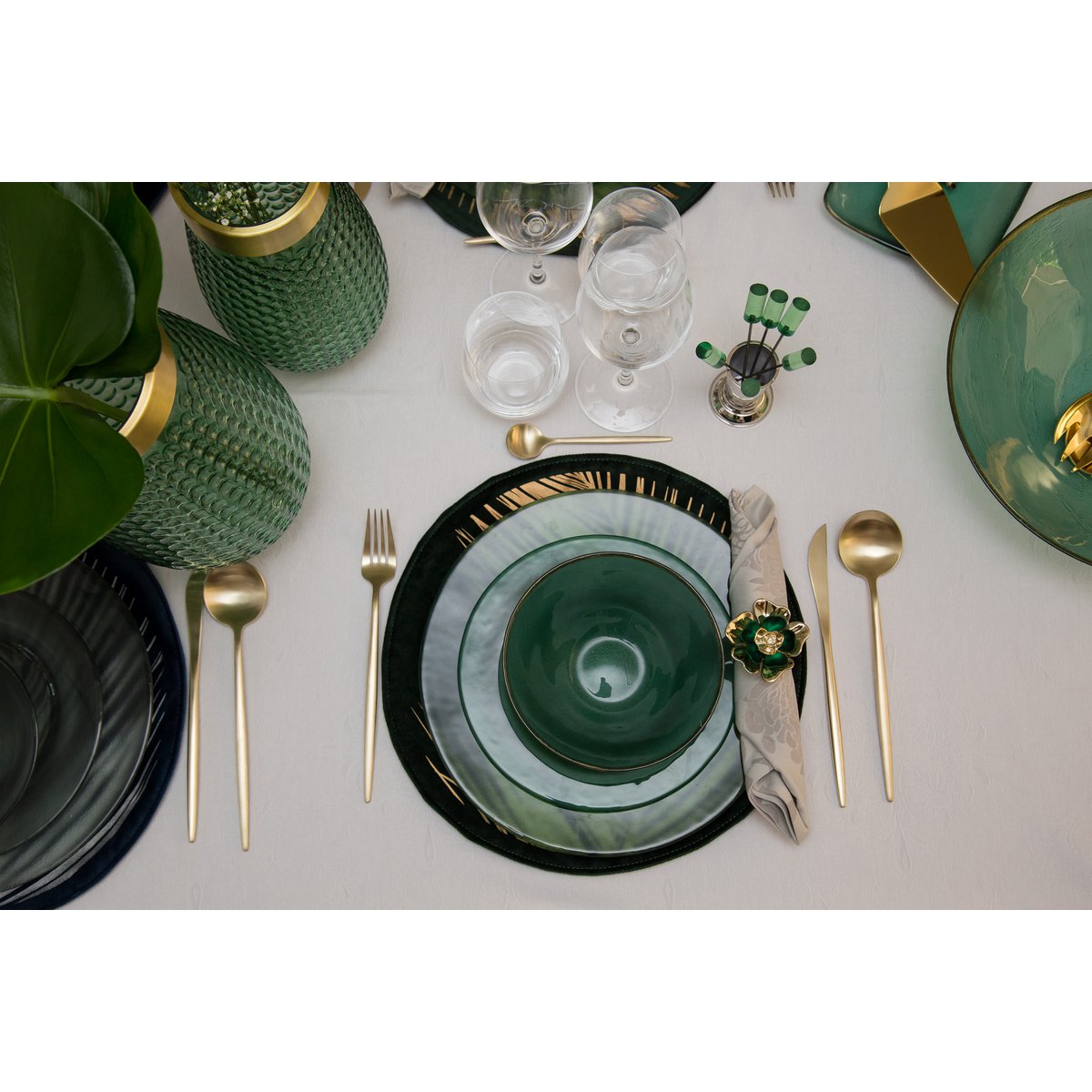 Huishouden 24 stuks champagne mat afgeronde contouren