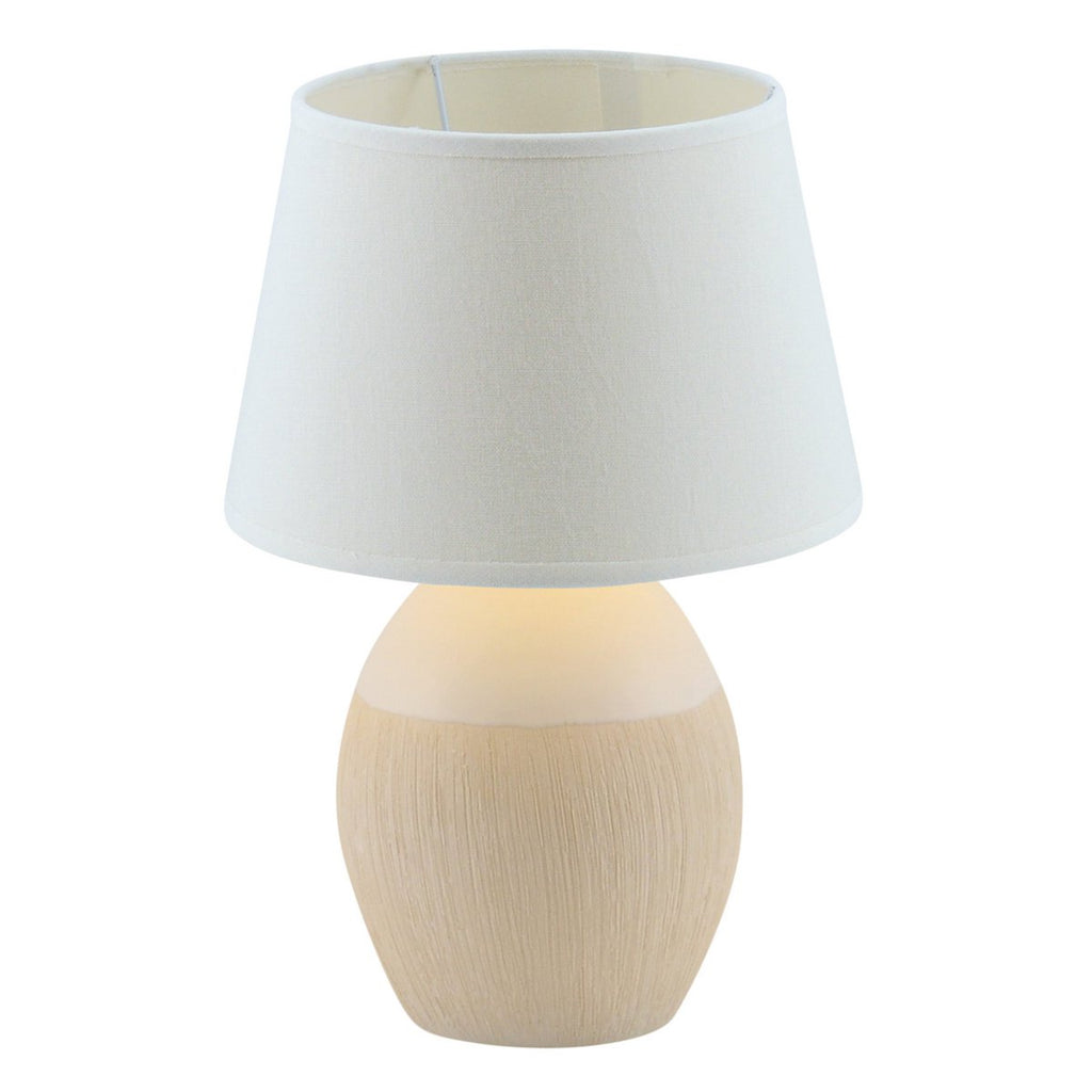 Liv · Houten tafellamp met linnen kap — naturel