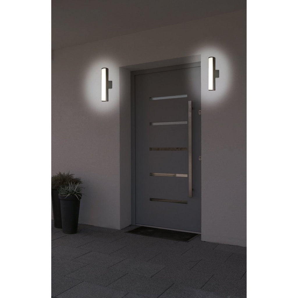 LED -wandlampen "Flair", 30 cm gemaakt van grijs metaal en plastic, met geïntegreerde LED