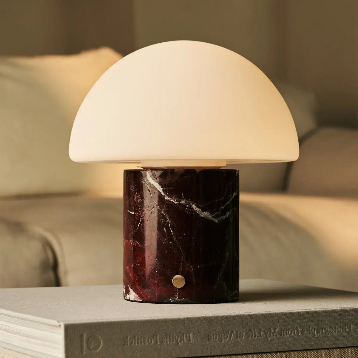 Maris Red / Rosso Levanto - Classic Marmeren oplaadbare tafellamp met 3 lichte kleuren en dimfunctie