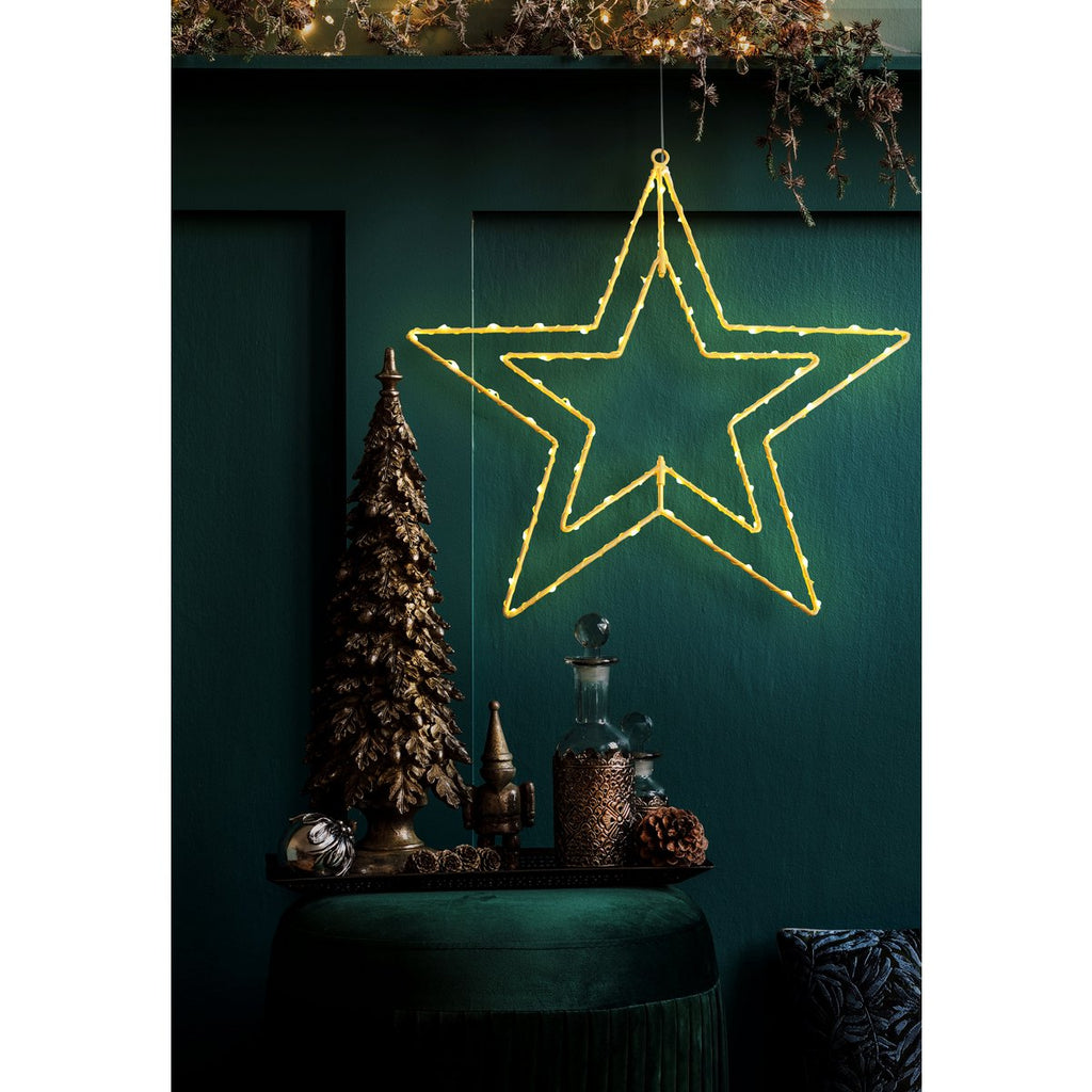 LED Outdoor Christmas Lamp "Stern" Ø 40 cm kerstdecoraties gemaakt van metaal in goud met stevig geïnstalleerde LED's