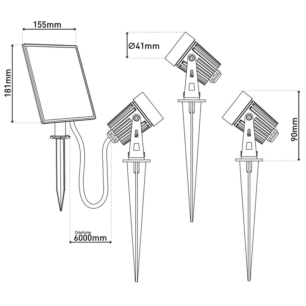 Liv · LED-solar spotset — 3-arms