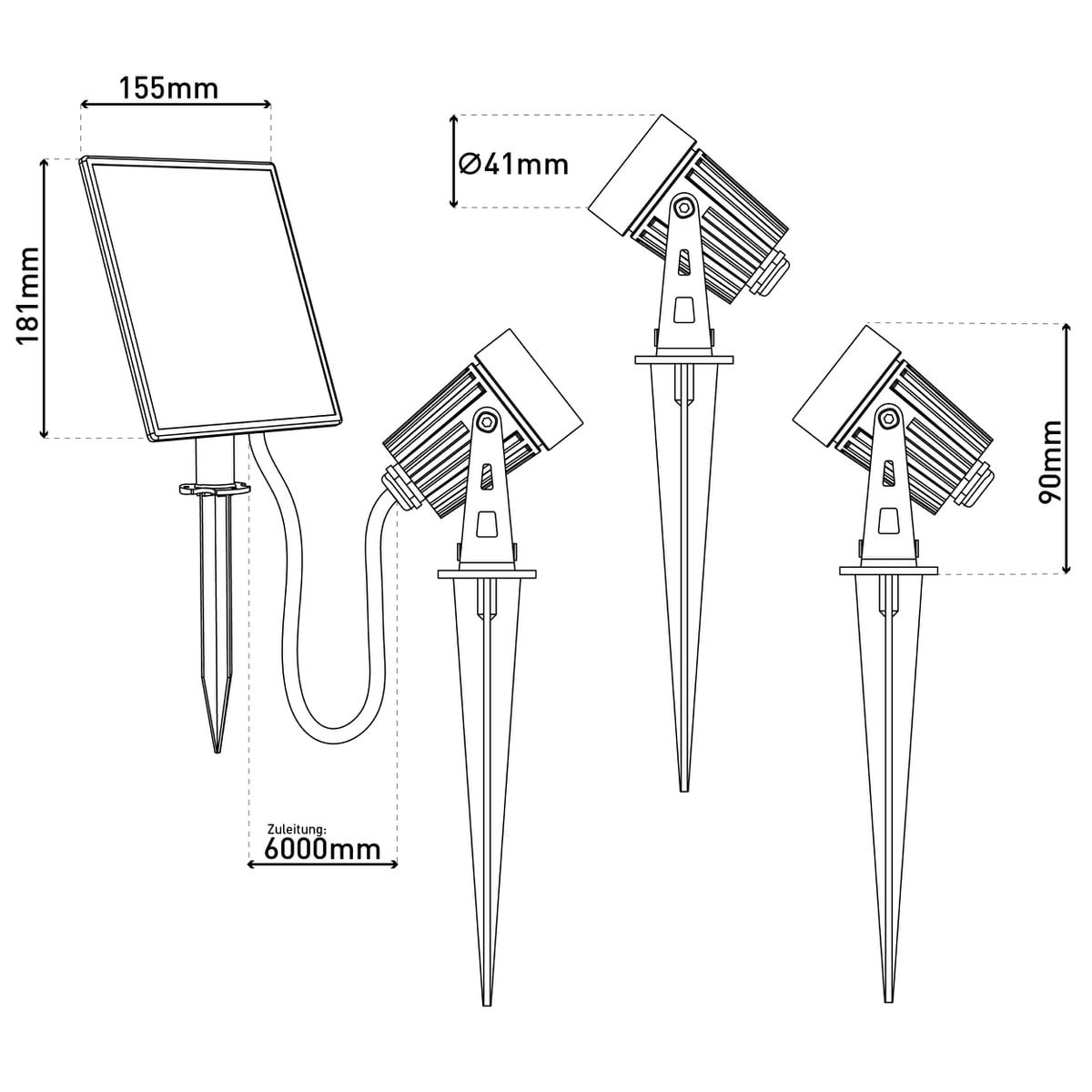 Liv · LED-solar spotset — 3-arms