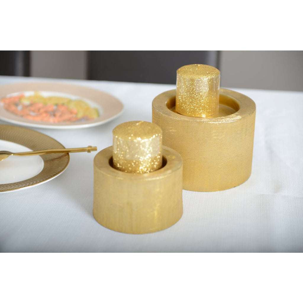 Gold Metal Candle Holder 16.5x16.5x11.5cm