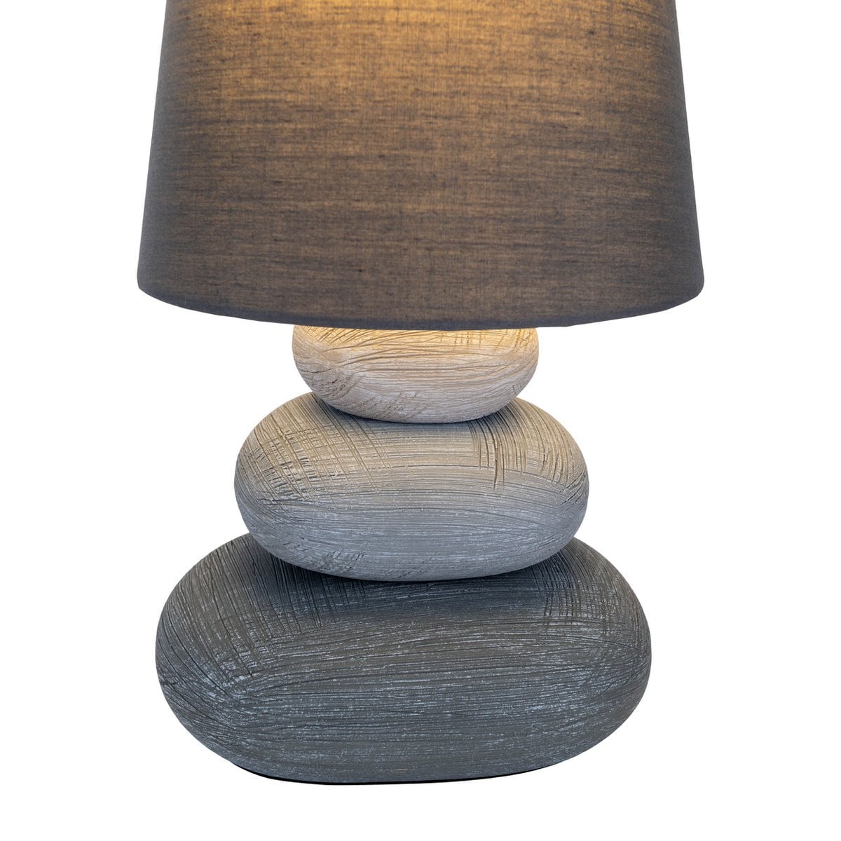 Liv · Houten tafellamp met linnen kap — grijs