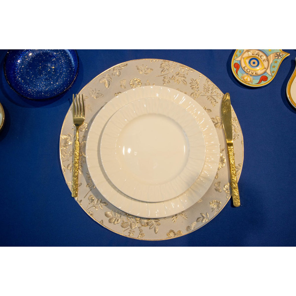 Ronde plaatontwerp gouden bloemen