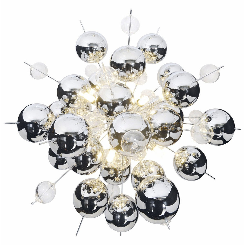 Hanger lamp "explosie" chroom gemaakt van metaal en glas, G9 -versies, hangende lamp voor eetkamer, woonkamer, gang of kantoor, Øca. 65 cm