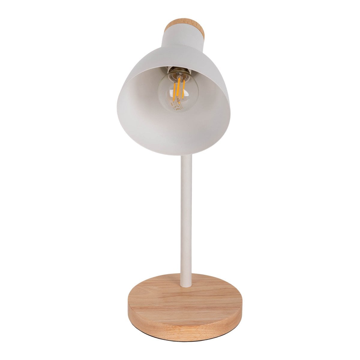 "Marie" bureaulamp gemaakt van metaal en hout, E14, wit, 36,5 cm hoog