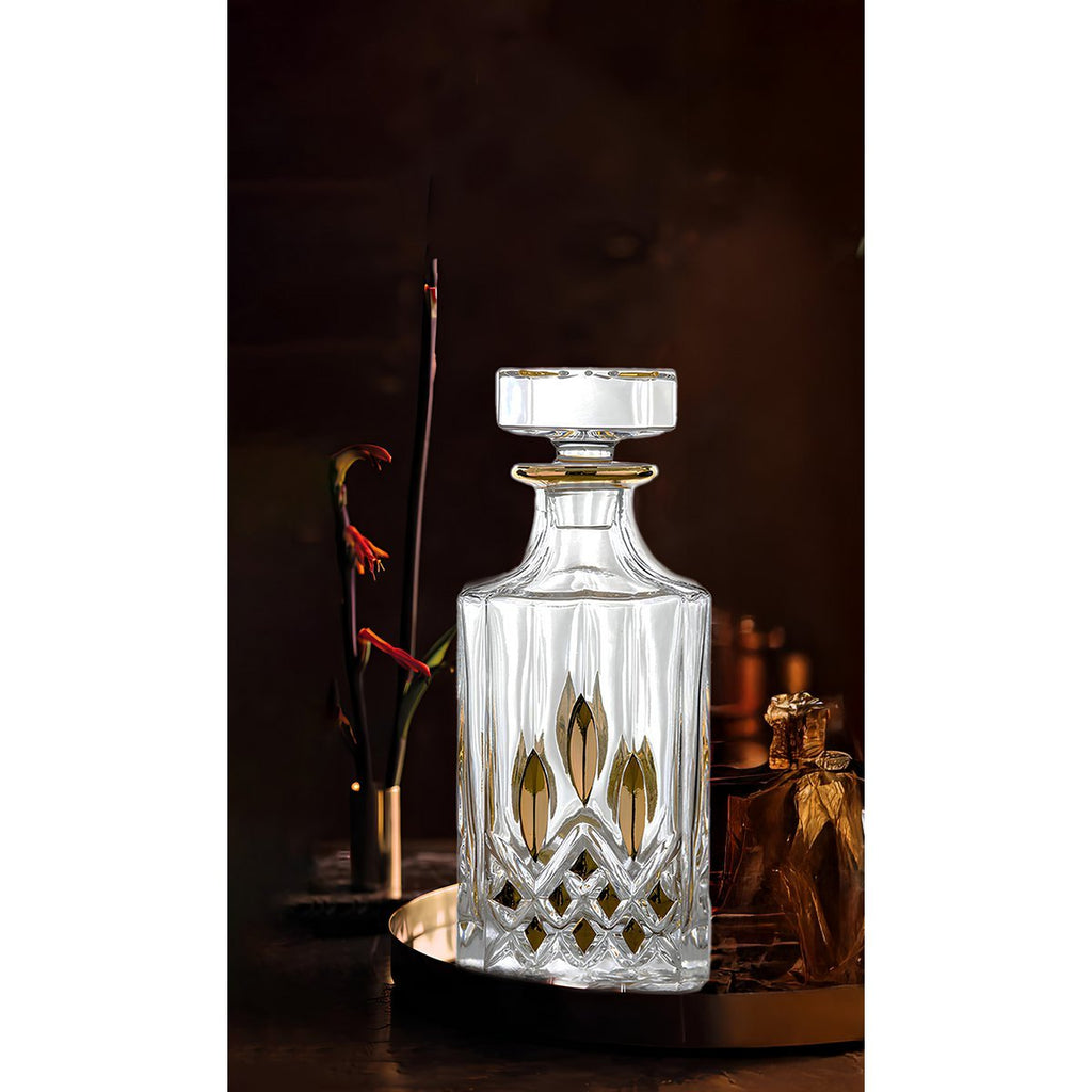 Glazen whisky karaf met gouden details 700 ml