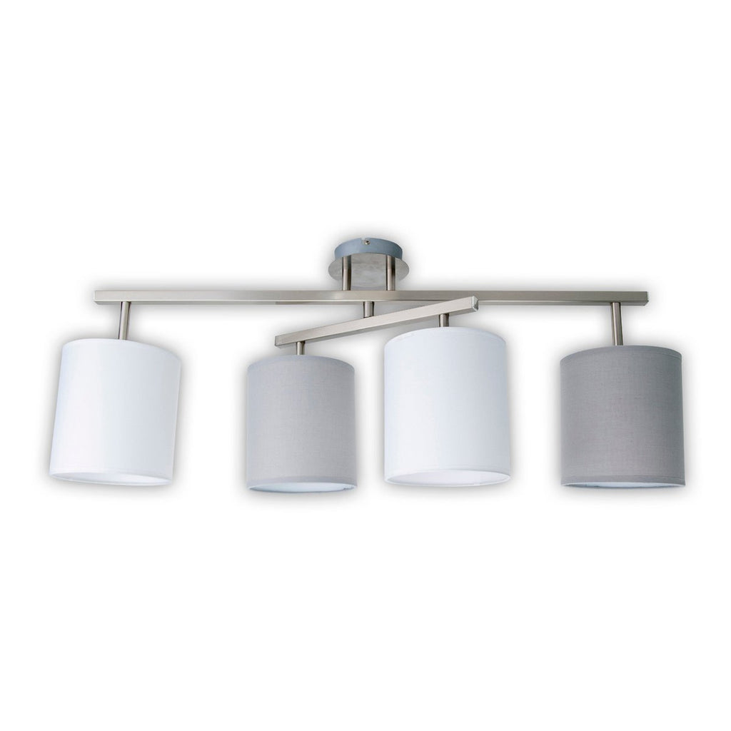 4 plafondlamp "tilde", klassieke metalen plafondlamp en textiel in grijs met E27 -aansluiting, 82 cm lang, de paraplu's zijn verstelbaar, ideaal voor woonkamer, eetkamer en slaapkamer