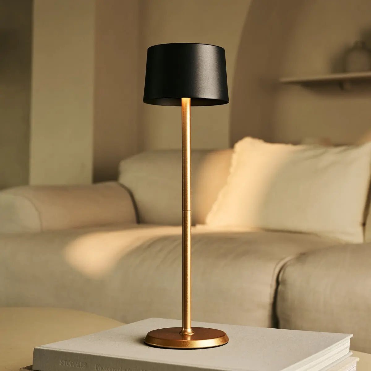 David Black & Gold oplaadbare tafellamp 2 op 1 met verstelbare hoogte - dimbaar en draadloos met 120 uur batterij