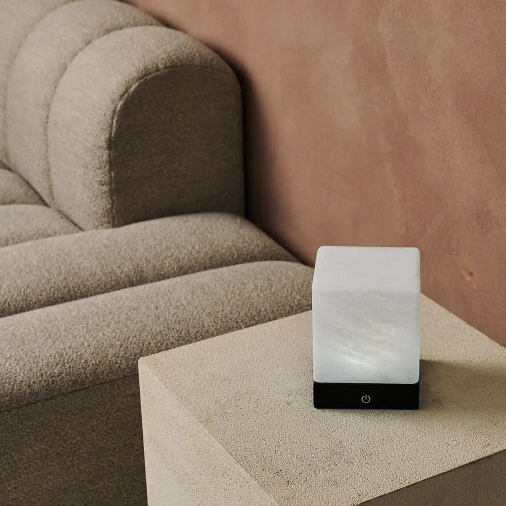 YCE Black Draadloze houten lamp met bevroren glas-oplaadbare, dimbare, 100-uur batterij