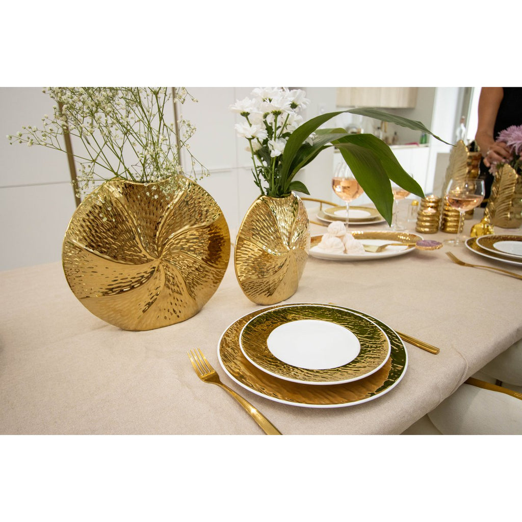 Gouden spiraalvaas in keramische 23x6x21,5 cm