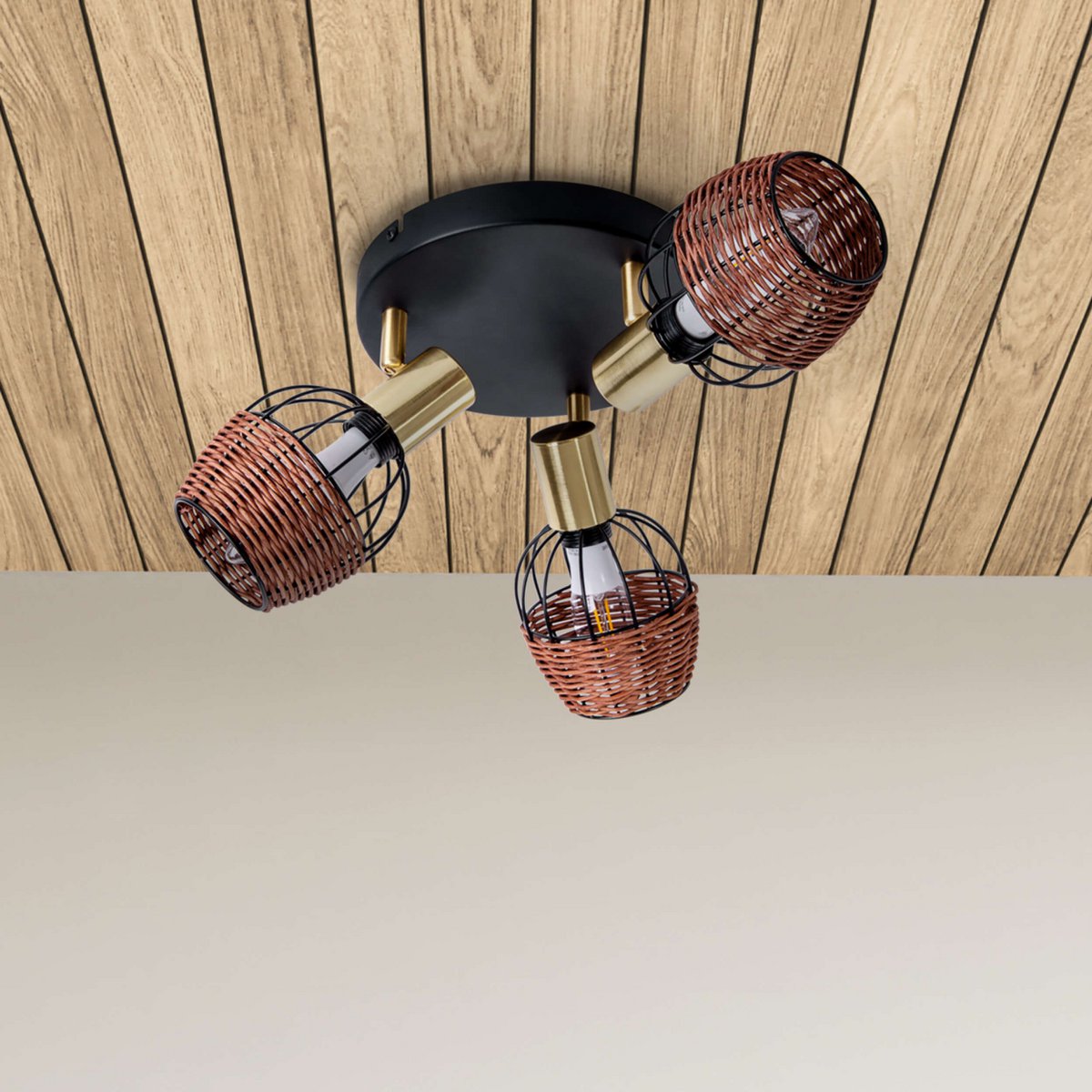 Liv · Rotan plafondlamp — zwart