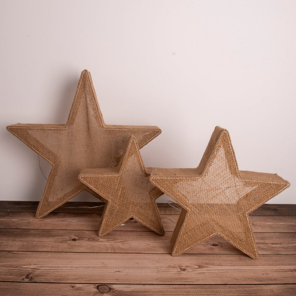 Liv · LED-kerstdecoratie — set van 3 sterren bruin