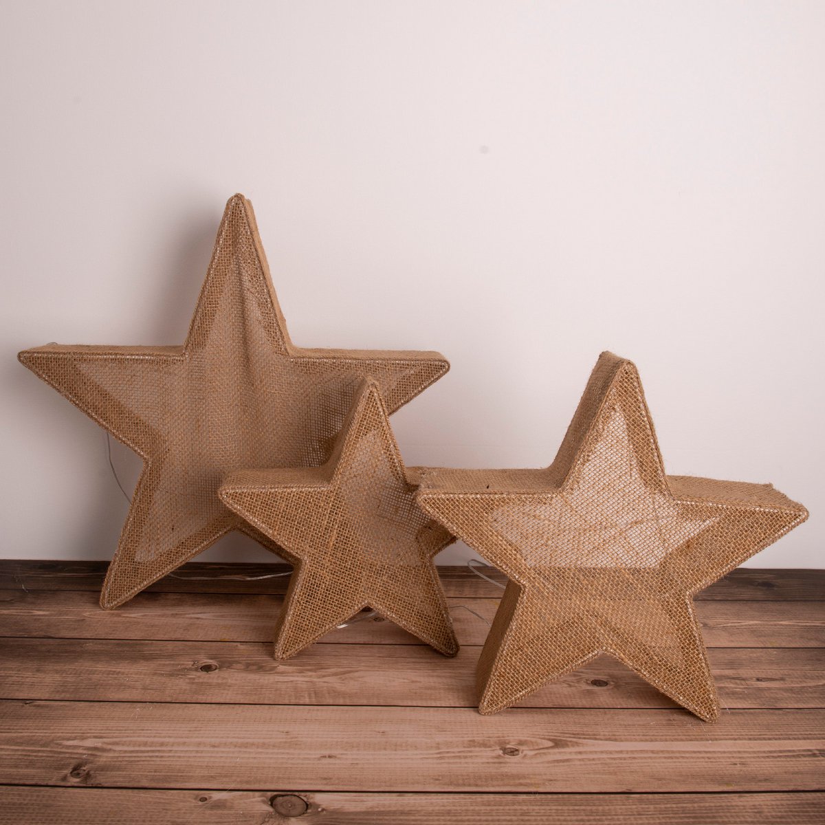 Liv · LED-kerstdecoratie — set van 3 sterren bruin
