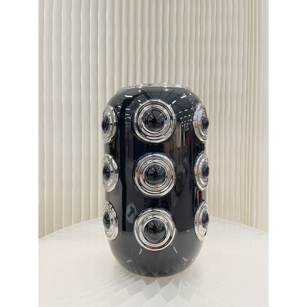 Witgouden vaas met 3 cirkels (CV11617-12ZWART zwart)