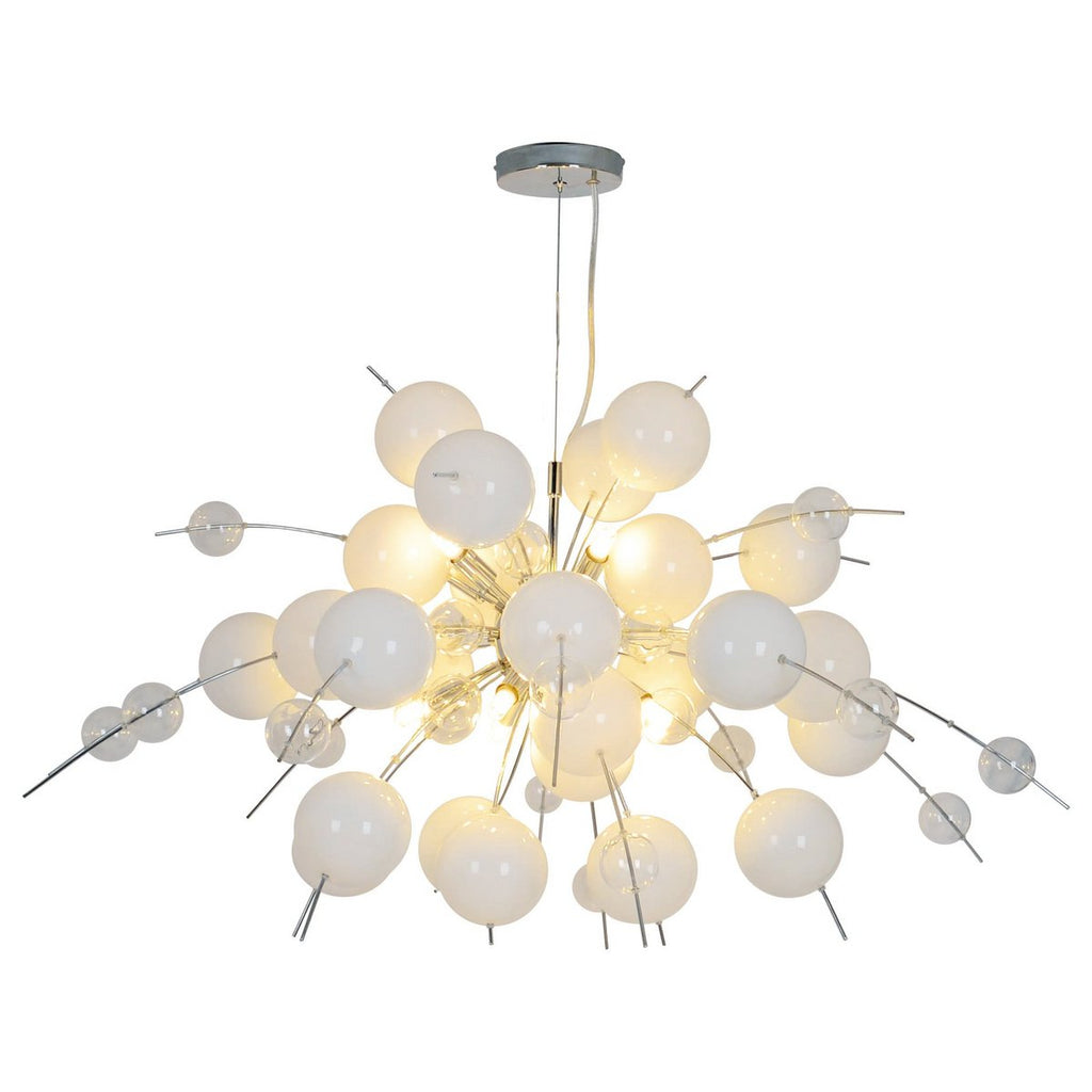 Hanger lamp "explosie" wit, gemaakt van metaal en glas, G9 -versies, hangende lamp voor eetkamer, woonkamer, hal of kantoor, Øca. 98 cm