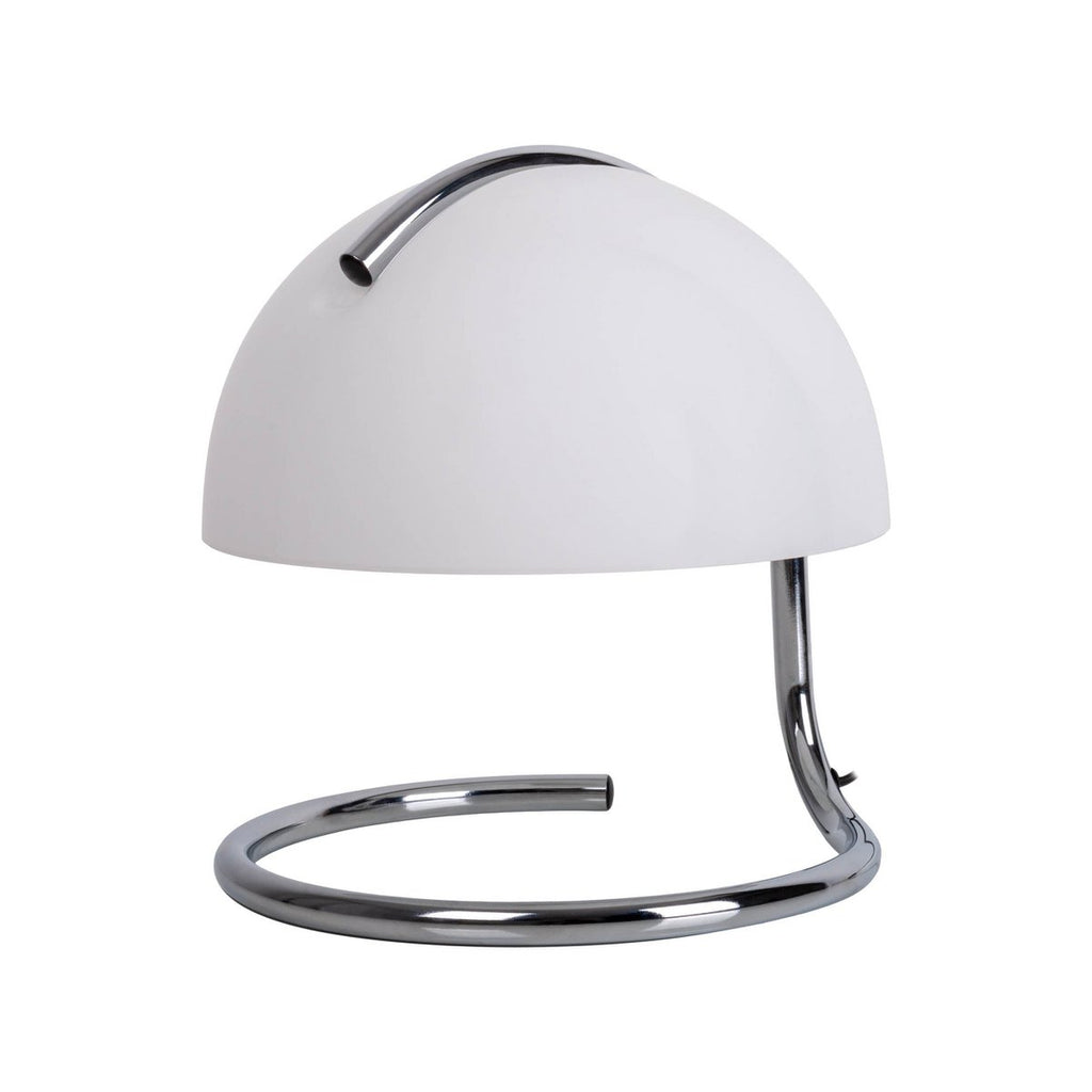 Liv · Houten tafellamp met linnen kap — chroom