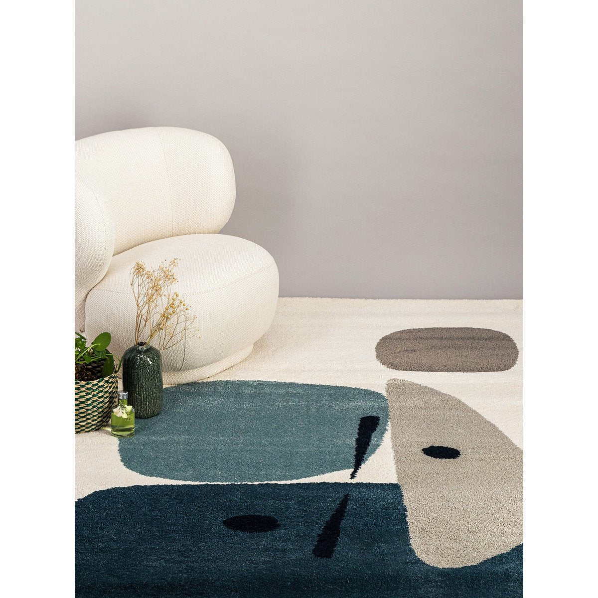 Geometrisch tapijt eerbetoon aan Joan Miró Collage