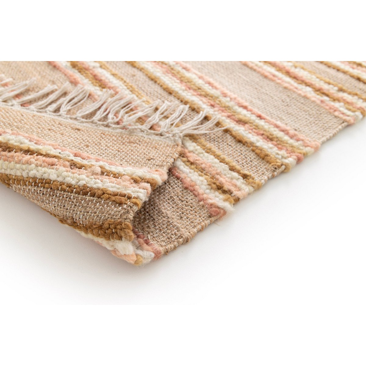 Handgemaakte wollen wollen tapijt en jute raj