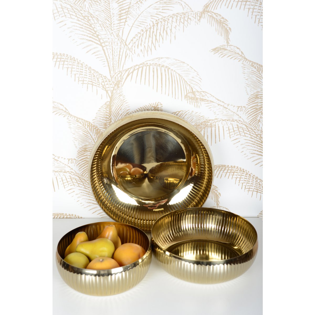 24 cm geribbelde gouden fruit gesneden