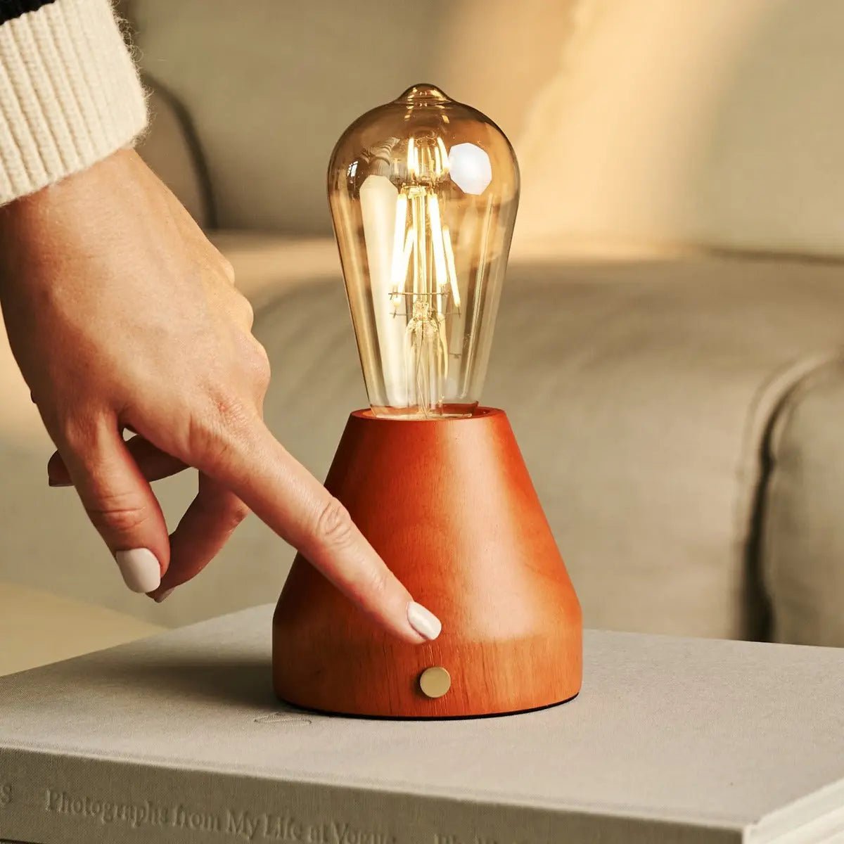 Zavi kastanje bruin oplaadbare LED-tafellamp-draadloos, dimable, 100 uur batterij