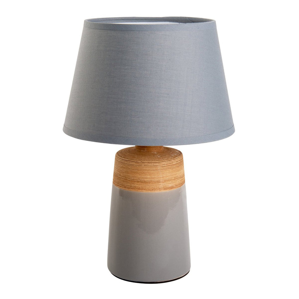 Liv · Houten tafellamp met linnen kap — grijs