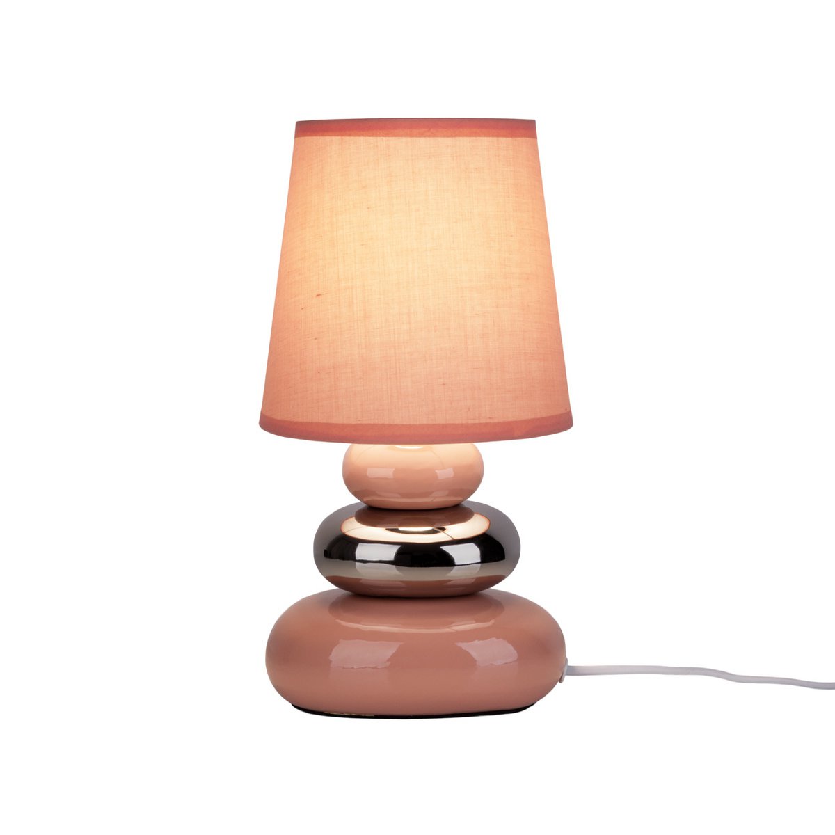 Liv · Houten tafellamp met linnen kap — roze