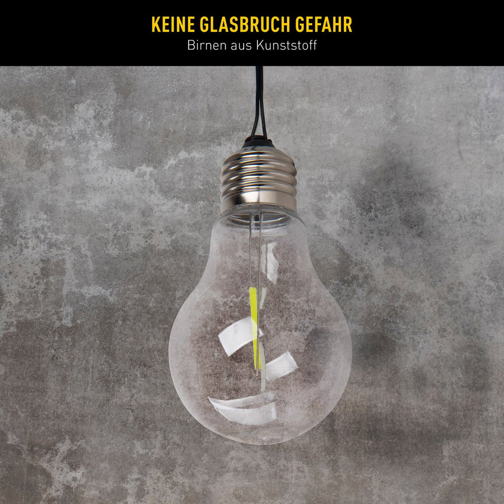 10-geleide zonne-buitenkant lichte keten "Linda" Totale lengte 370 cm, 10 ballen (afstand 20 cm) met Ø 6 cm, plastic, RGB kleurverandering