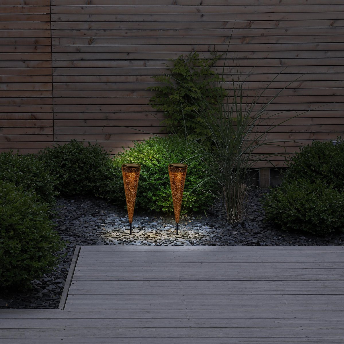 2 Set LED LED Solar Light "Paula", voor buiten, metaal en plastic aarde spies in bruin, met geïntegreerde LED