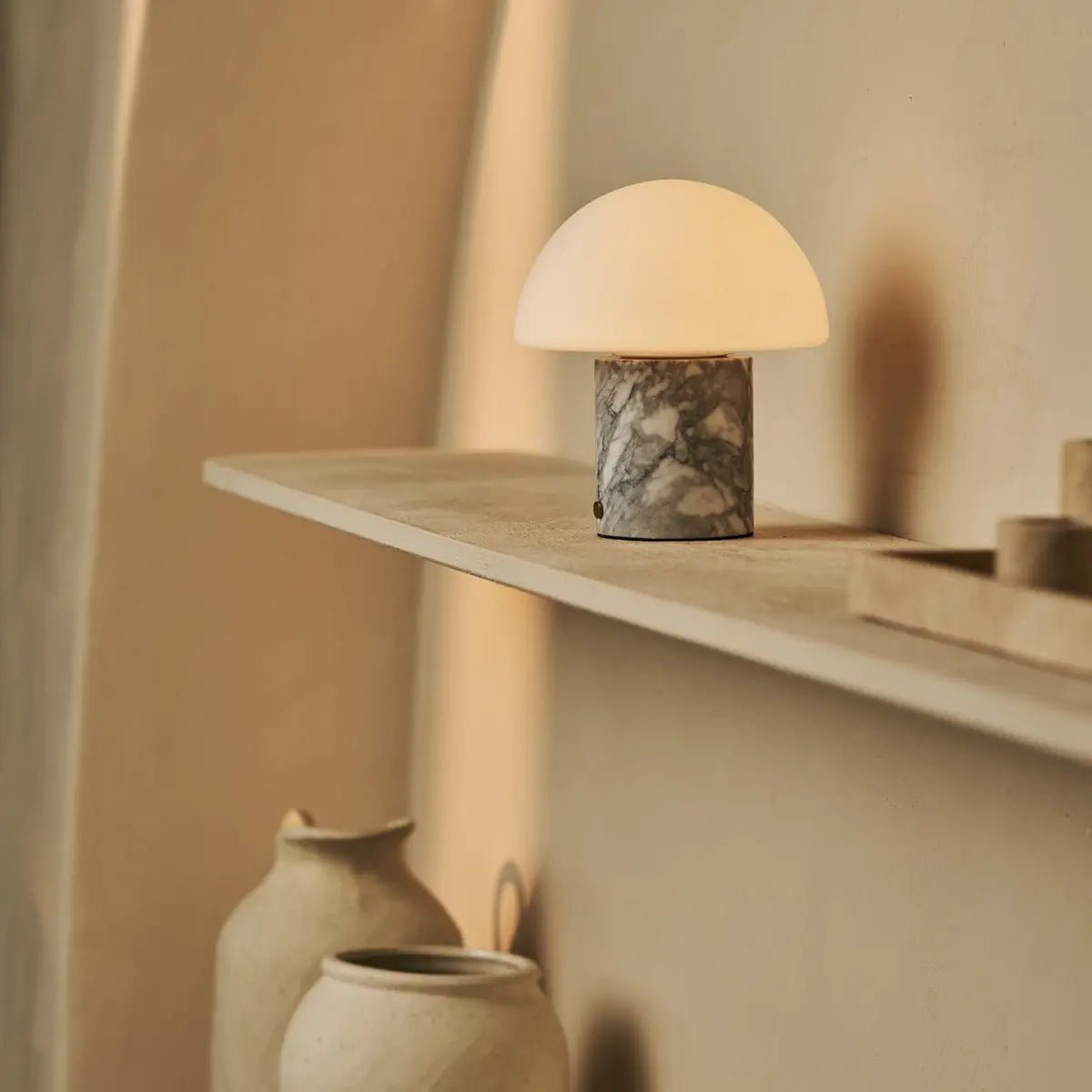 Maris White / Bianco Statuarietto - Classic Marmeren oplaadbare tafellamp met 3 lichte kleuren en dimfunctie