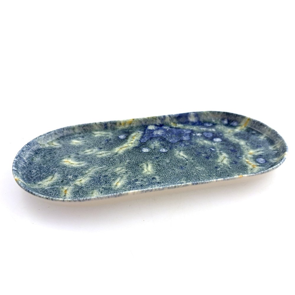 Azure blauw ovaal gerecht klein model 17 cm