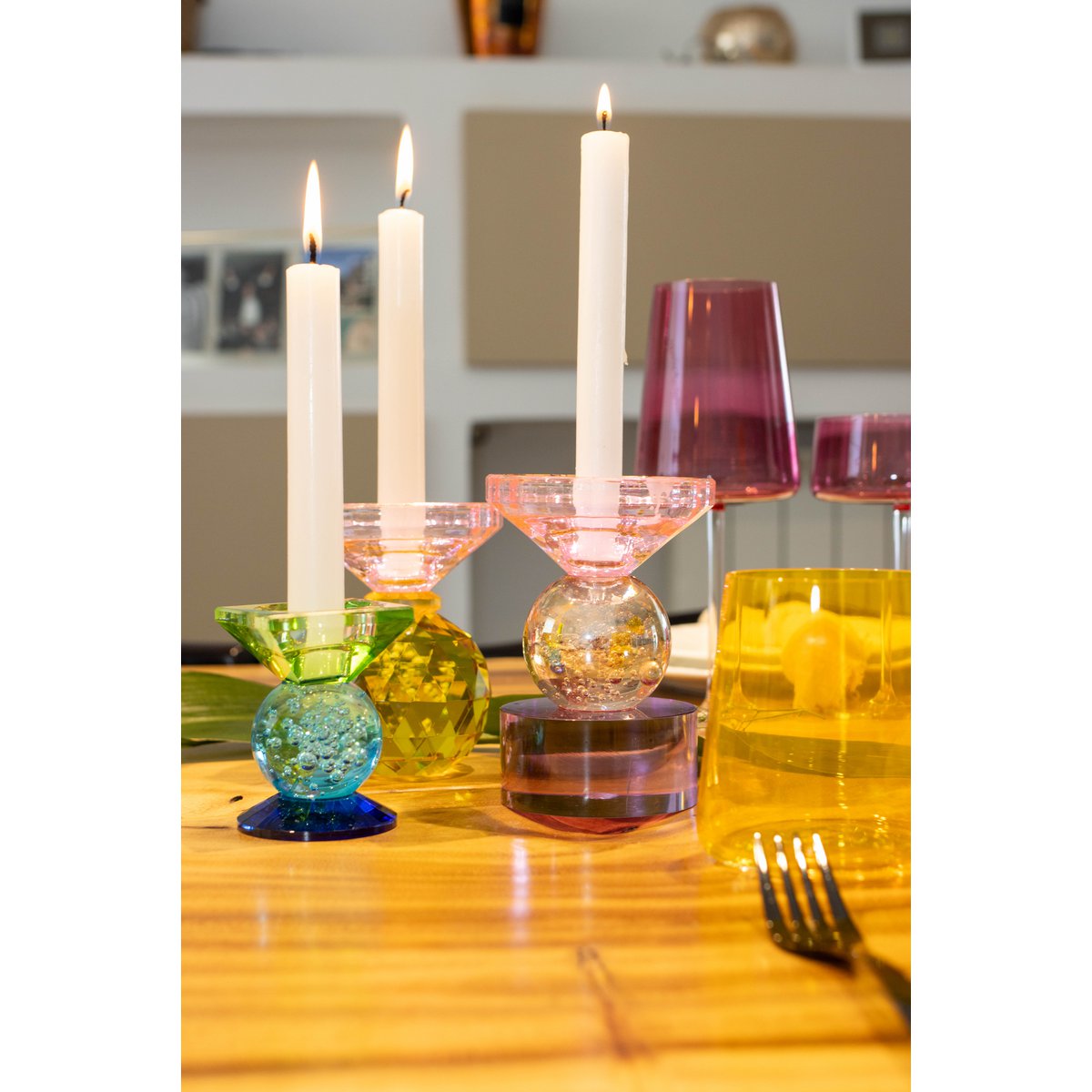 H10cm Amber en roze knop