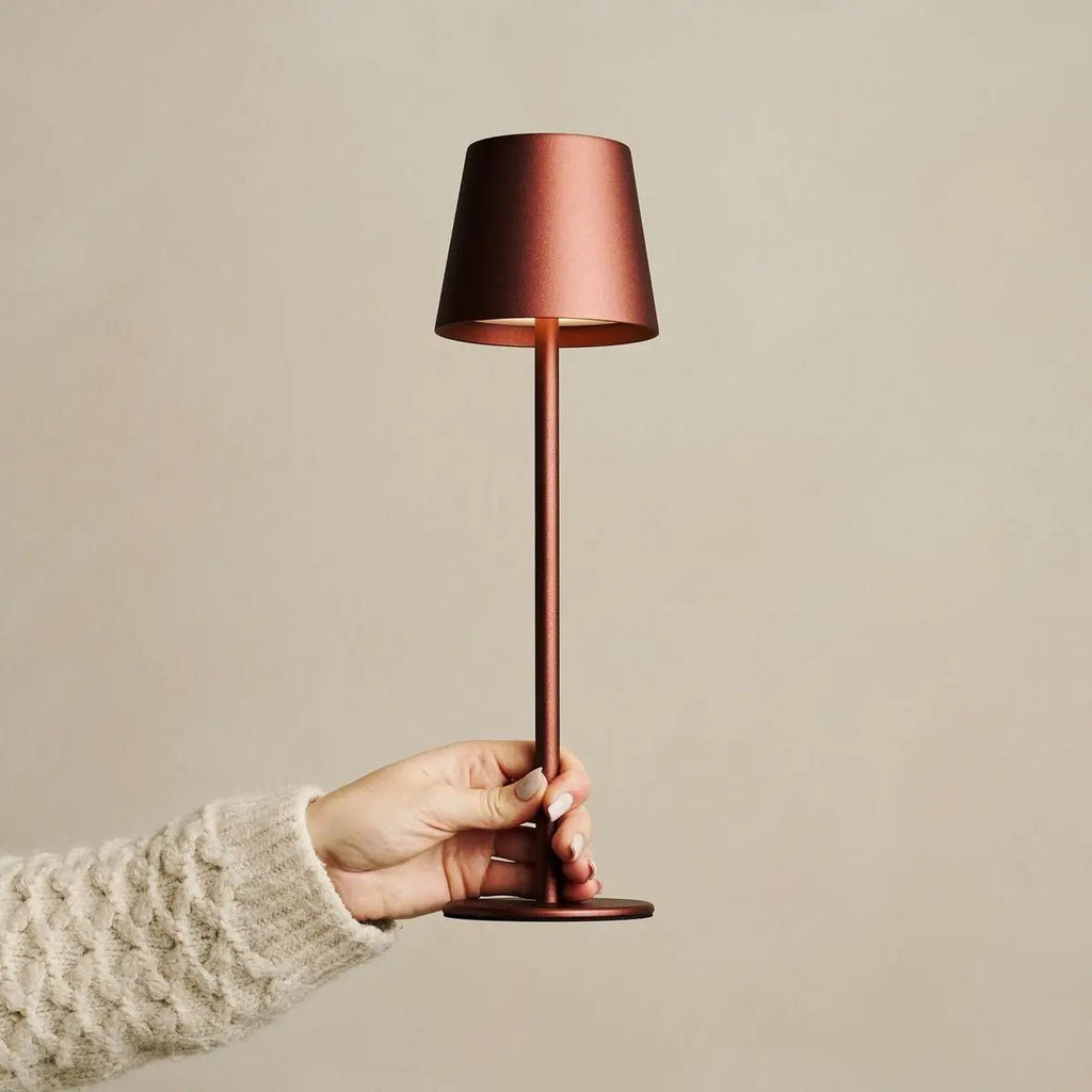 Jasper Bronze - Draadloze lamp met batterij L metaal, dimable & 3 lichtstadia