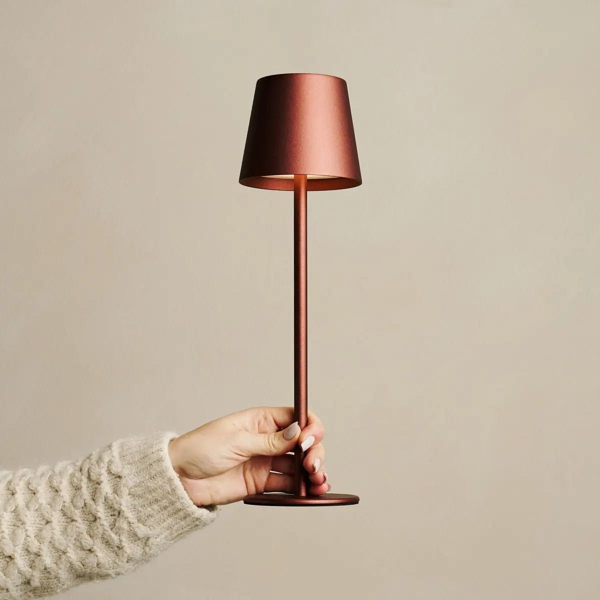 Jasper Bronze - Draadloze lamp met batterij L metaal, dimable & 3 lichtstadia