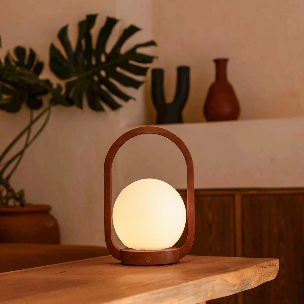 Skye kastanjebruine houten draadloze lamp | Oplaadbaar en dimbaar