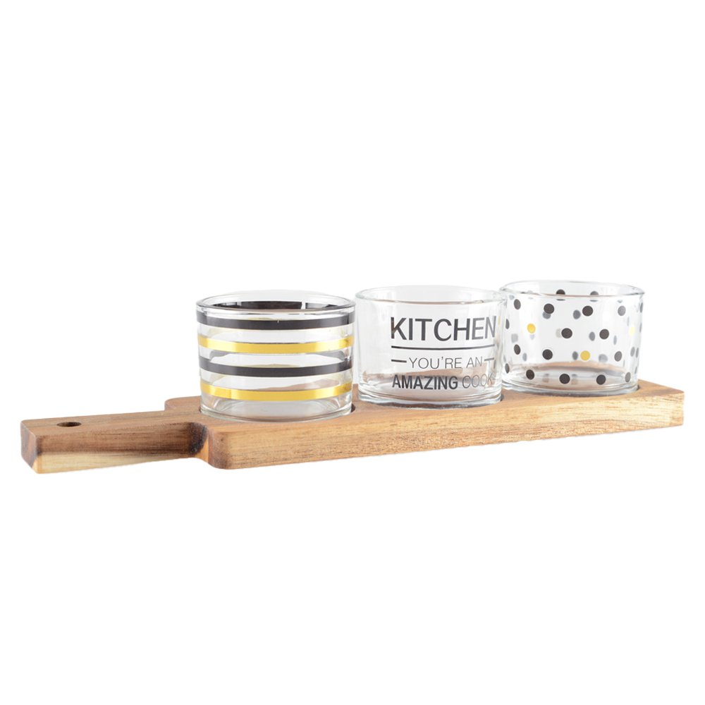 Aperitif Set van 3 glazen met houten lade 29.5x8x6.1cm